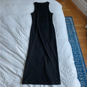 Topshop black fitted ribbed midi dress